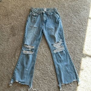 Light Blue Distressed Women’s Jeans - 90s High Waist Flare